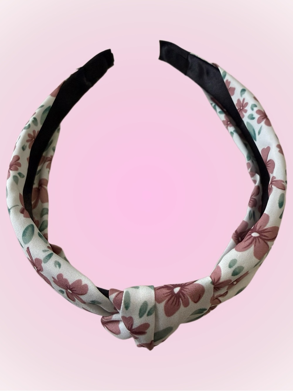 Floral Knotted Headband in Blush Pink and Green
